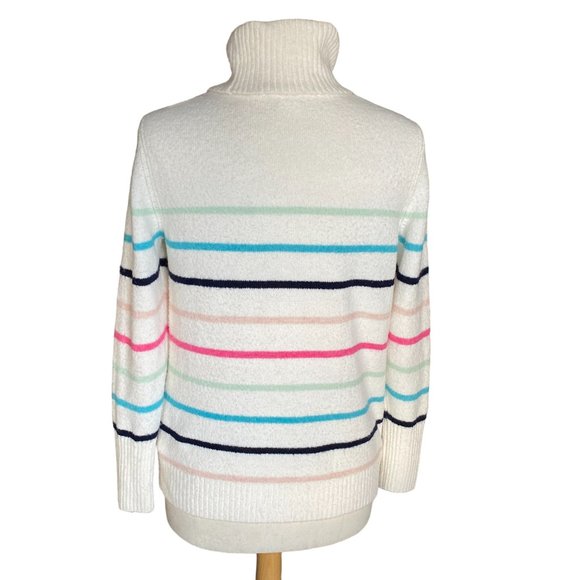 GAP Fuzzy Turtleneck Multi-Colored Stripes Ski Bum Coastal Knit Sweater-M - Picture 8 of 13